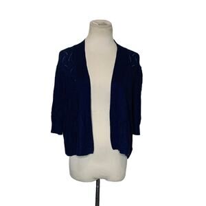 89th & Madison blue short sleeves open front shrug size large